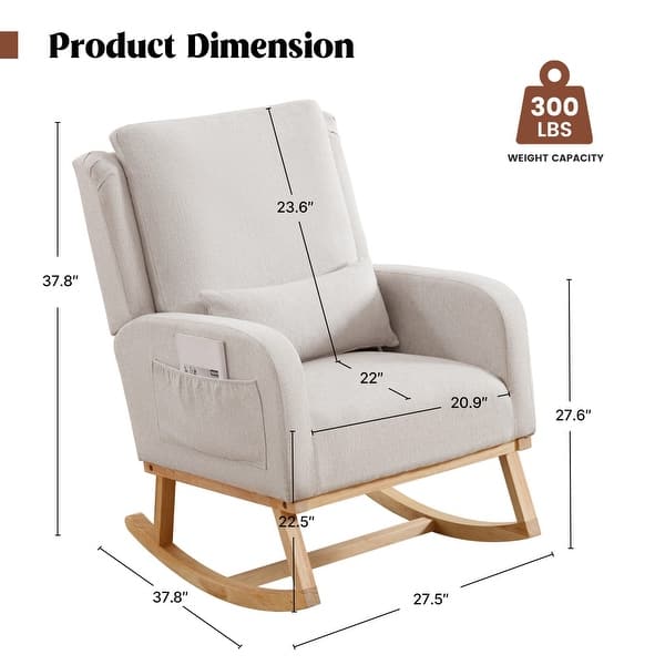 dimension image slide 5 of 8, HOMYKA 27.5" Wide Rocking Chair for Nursery