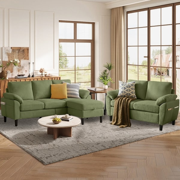 3-Piece Sectional Sofa with Loveseat and Reversible Ottoman, Modern - On Sale - Bed Bath & Beyond