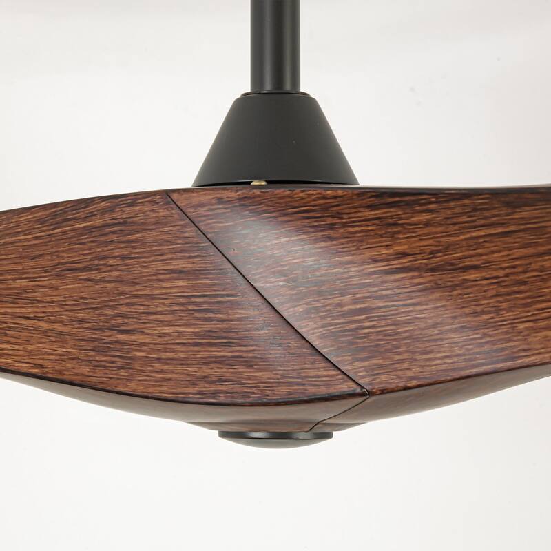 52" Erin Modern Industrial Black & Walnut Ceiling Fan
