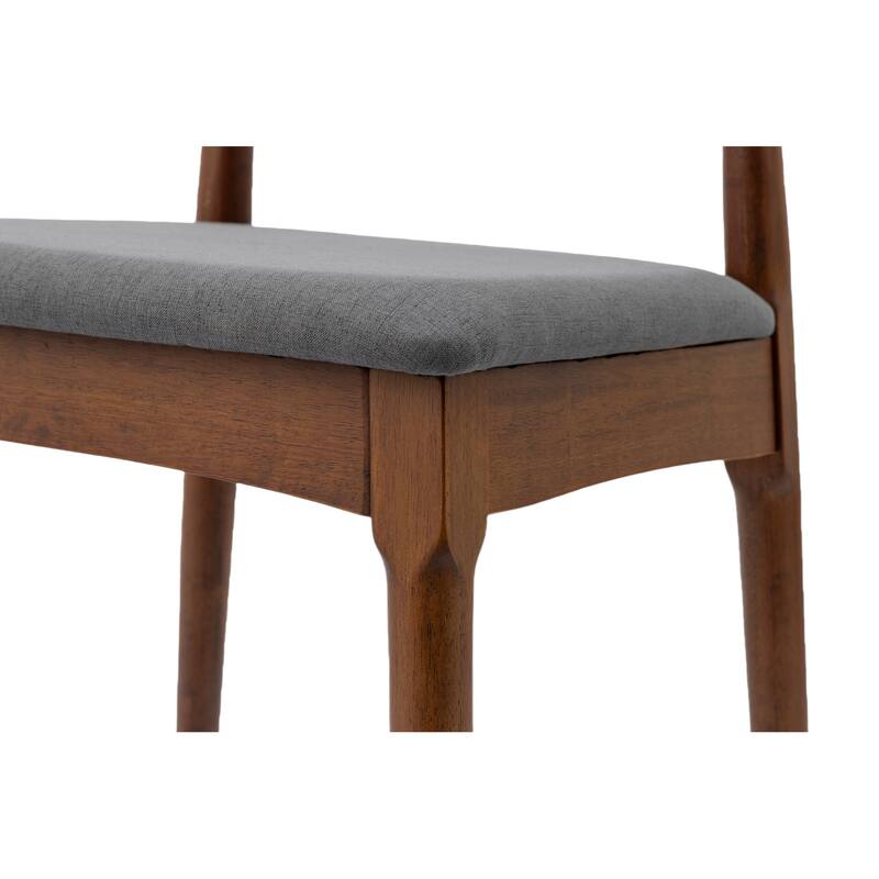 Mid Century Dining Room Chairs Set of 2,Wood and Fabric Upholstered For Dining Chairs,Walnut Frame Charcoal Grey Cushion