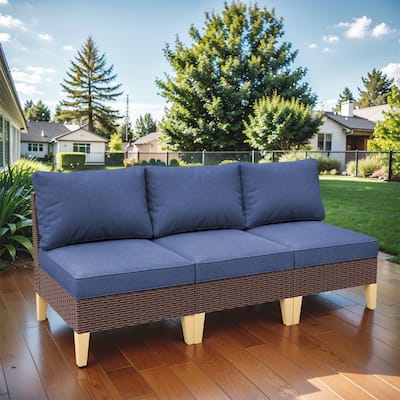 Gymojoy 3 Pieces Sectional Rattan Sofa Set