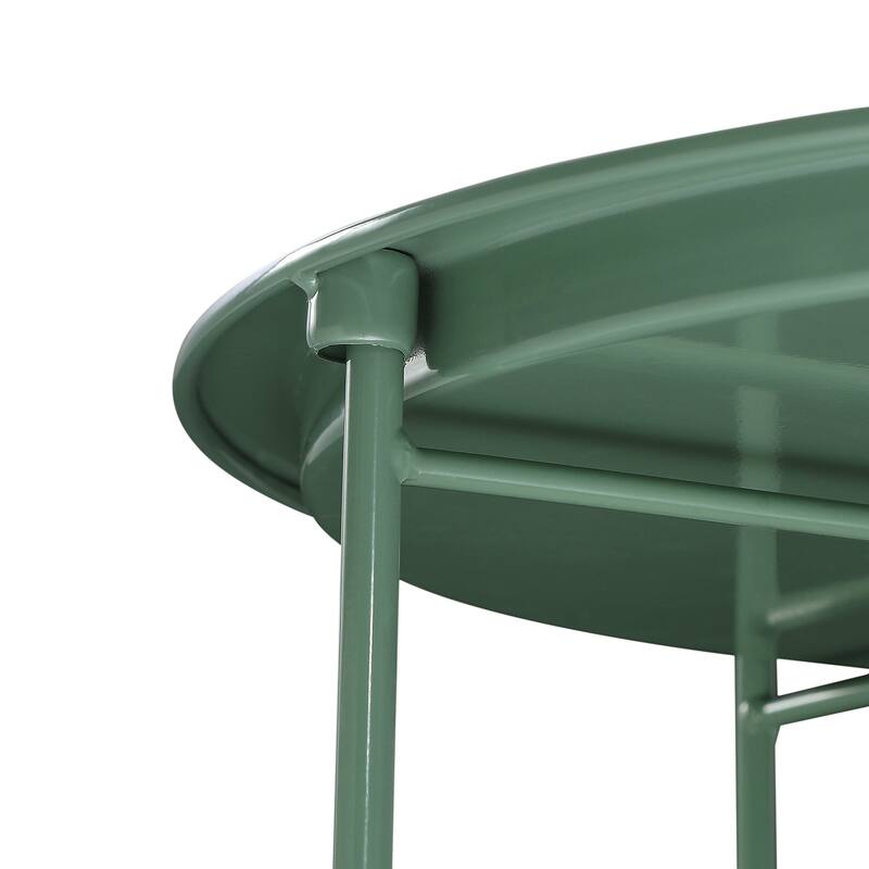 VECELO Small Round Side Table with Removable Tray & Fabric Storage Bin Easy 5-Min Assembly for Living Room Bedroom