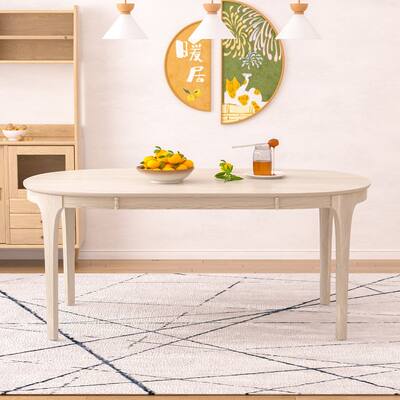 VECELO 67 Inch Modern Solid Wood Dining Table, Oval Dining Table for Kitchen