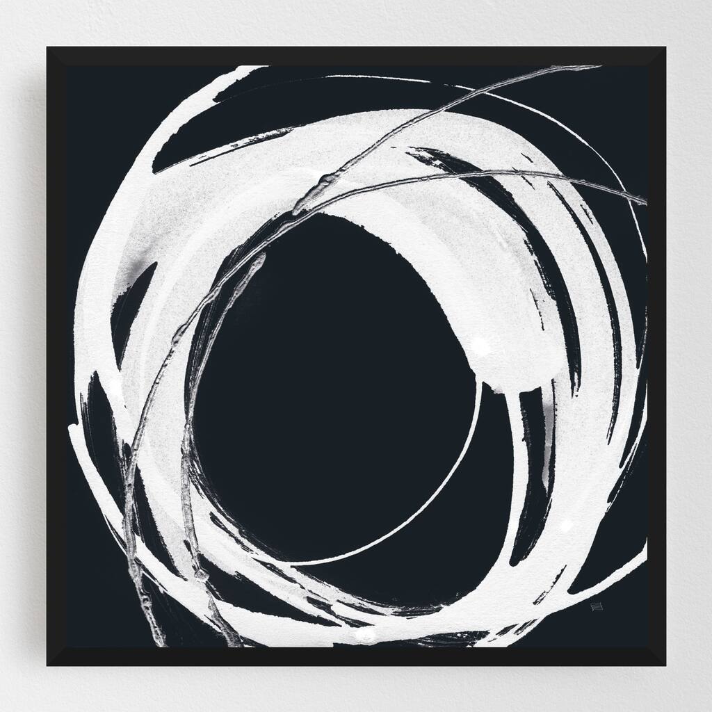 Abstract Black And White Circles Ensō Framed Wall Art Print