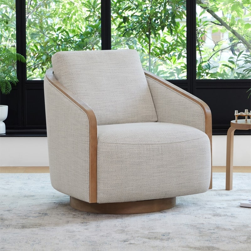 Skyler Modern Upholstered Living Room Swivel Bucket Accent Chair