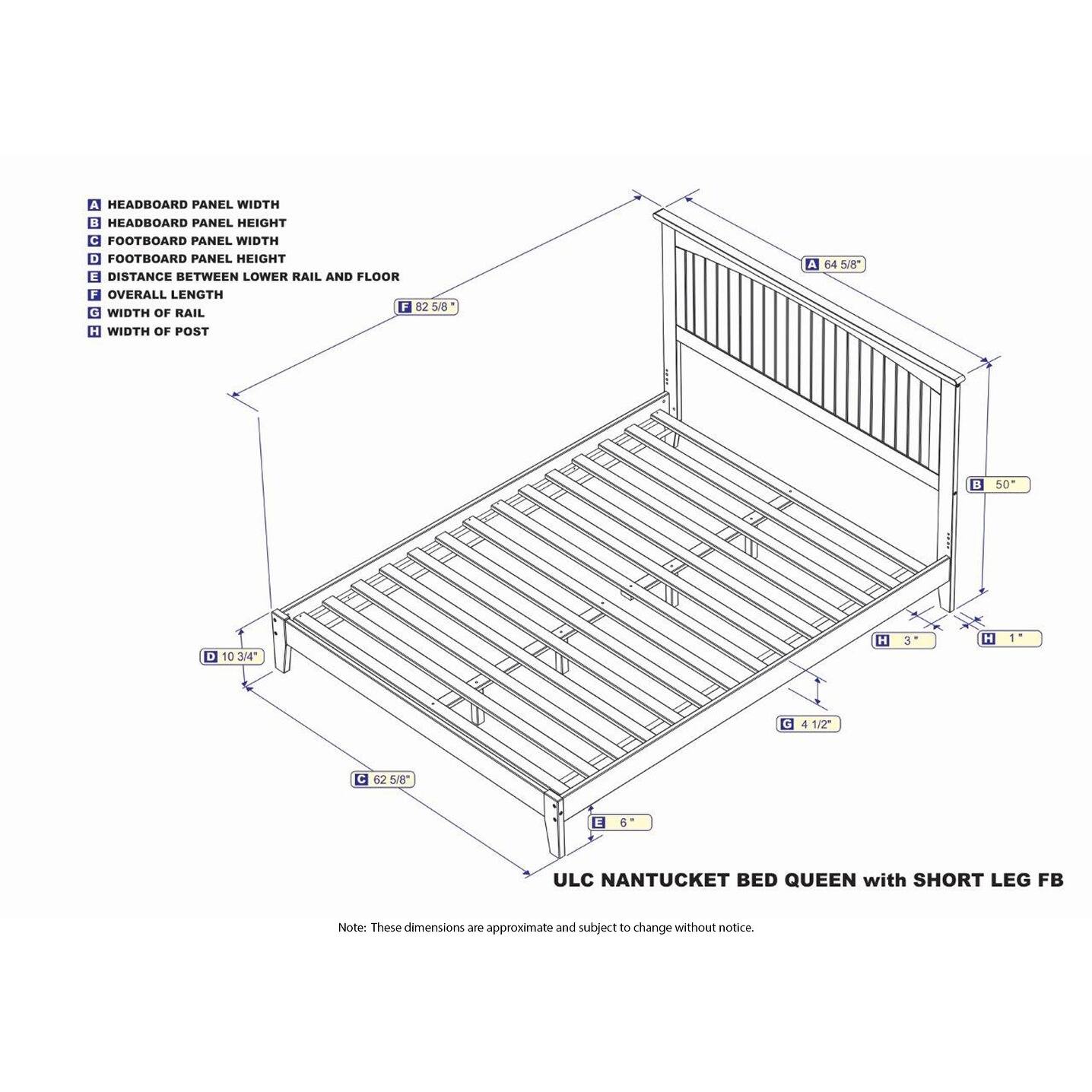 Nantucket Queen Low Profile Wood Platform Bed in White Bed Bath