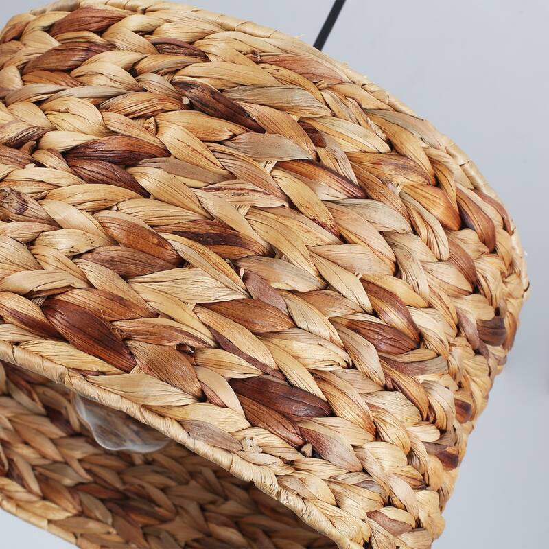 1-Light Hanging Kitchen Pendant Light Island Chandelier Fixture with Rattan Cover for Dining Room