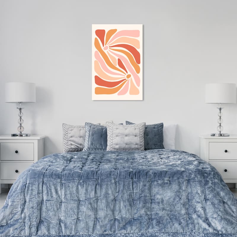 Wynwood Studio Canvas Floral and Botanical Retro Floral Vibes Pink and Light Pink Modern & Contemporary Wall Art Canvas Print - 24 x 36