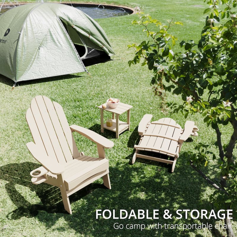 Foldable HDPS Weather Resistant Patio Adirondack Chairs With Cup Holder Set of 6 - 35"D x 30"W x 36.2"H
