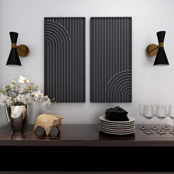slide 2 of 6, Saanvi Metal Wall Decor, Black, Set of 2