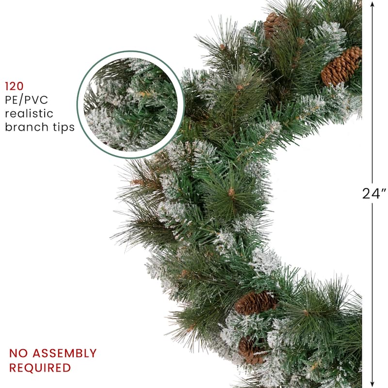 Snow Valley Pine Artificial Christmas Wreath 24-Inch Unlit - 24"