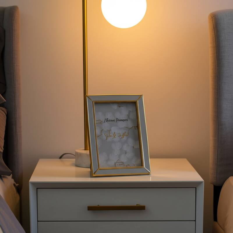 Resin Glass Photo Frame Modern Glam Style Sleek Decorative Detailing