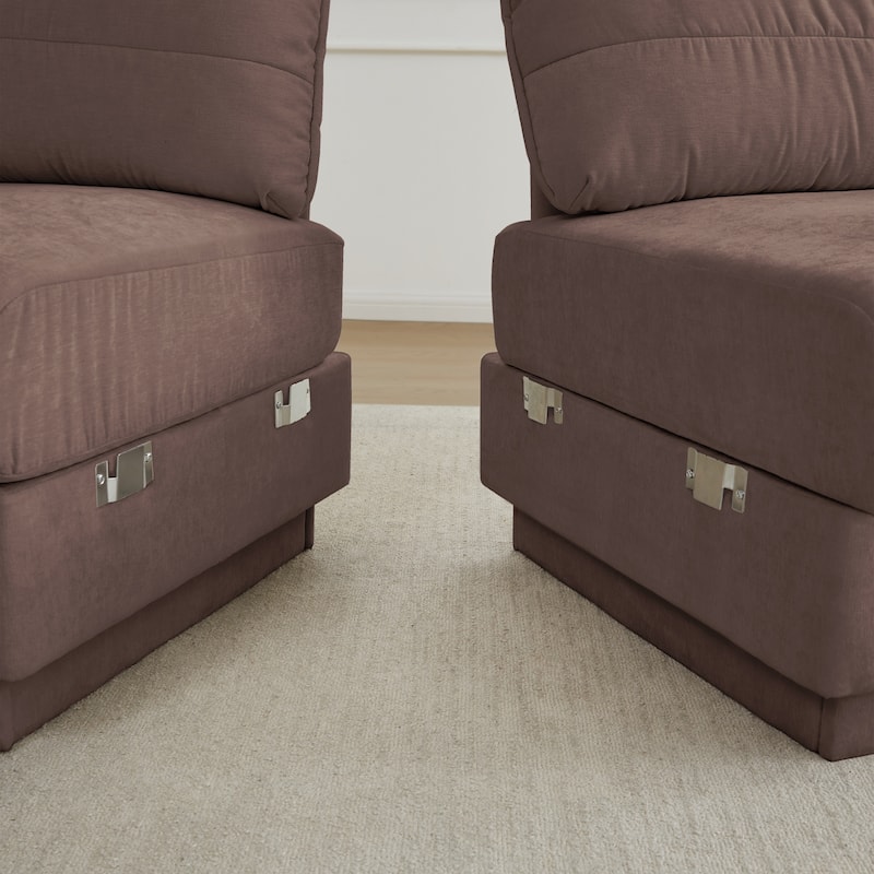 GDFStudio Alden Voss 137" Chenille Cloud 4-Seater Sofa with Quilted Back Cushions, Deep Seat