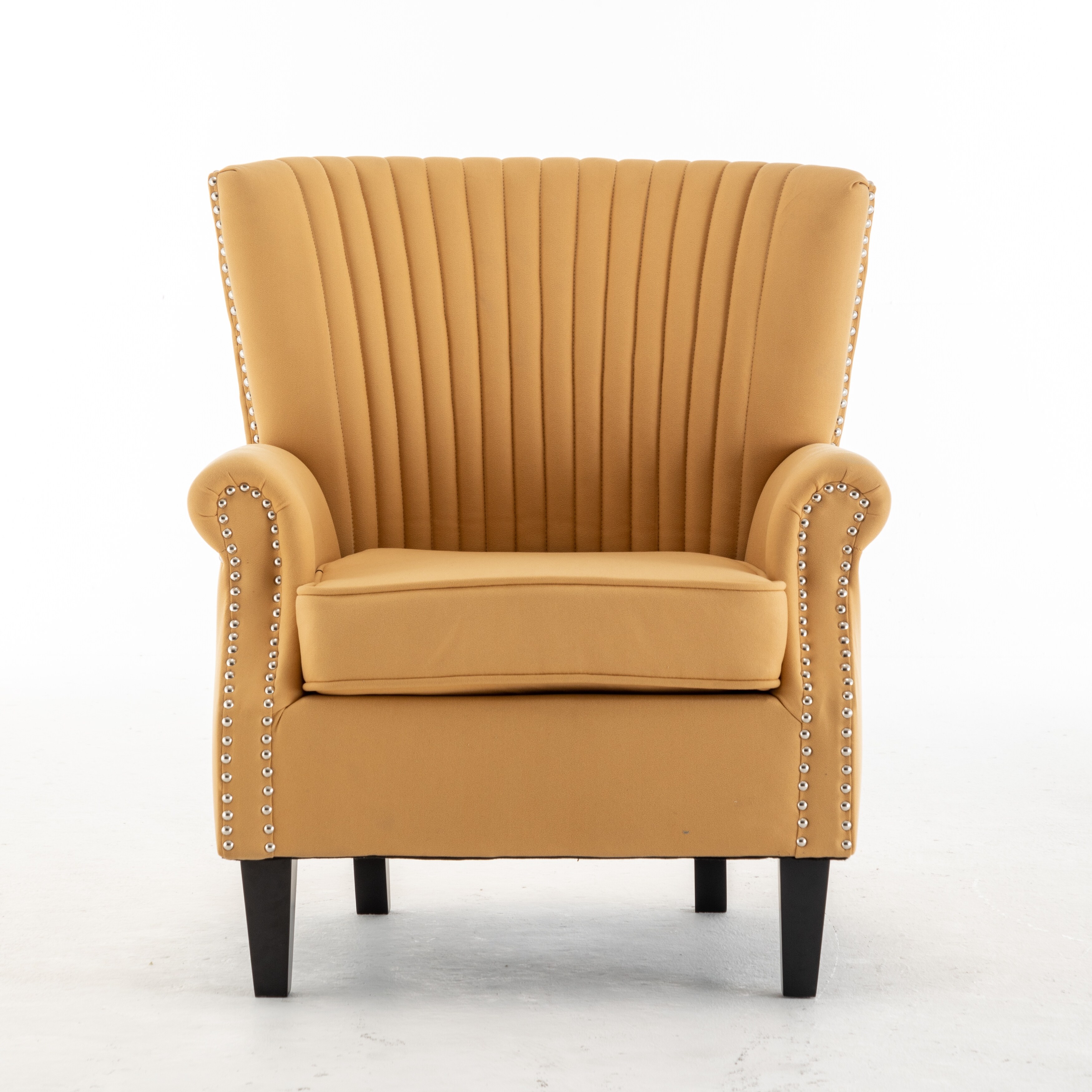 Calnod Accent Chair, Living Room Wingback Chair, Tufted Armchair with Padded Seat, Upholstered Accent Reading Chair,Yellow