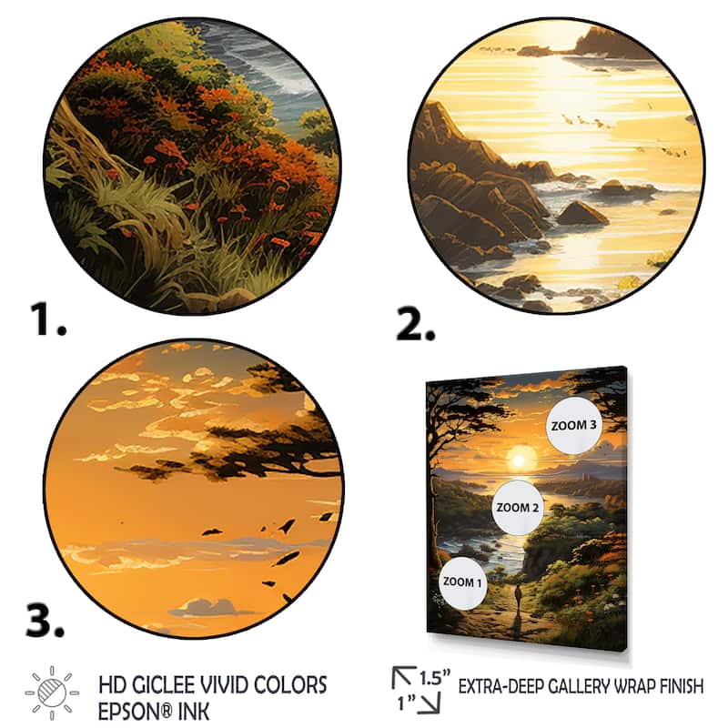 Designart "Sunrise Kid Solutide Landsdapce II" Coastal Tropical Wall Art Green - Coastal Wall Art Décor For Bedroom