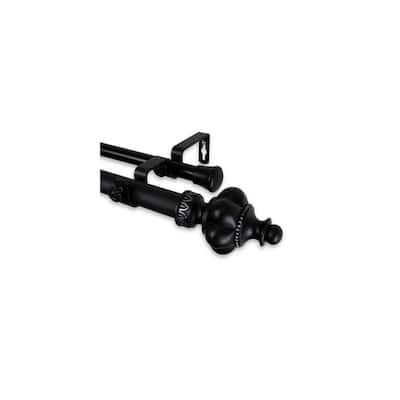 Classic Charm Single Curtain Rod - Adjustable Length 160-240 Inch - Black Drapery Rod Set - M