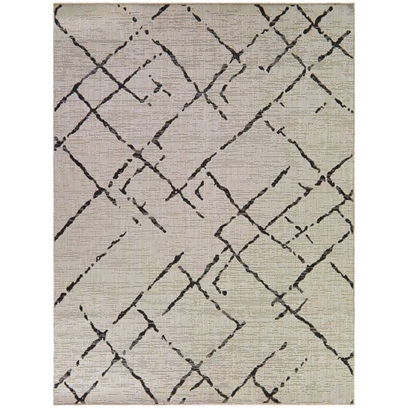 Dupree Recycled Abstract Indoor/Outdoor Area Rug - 5'3" x 7' - Cream