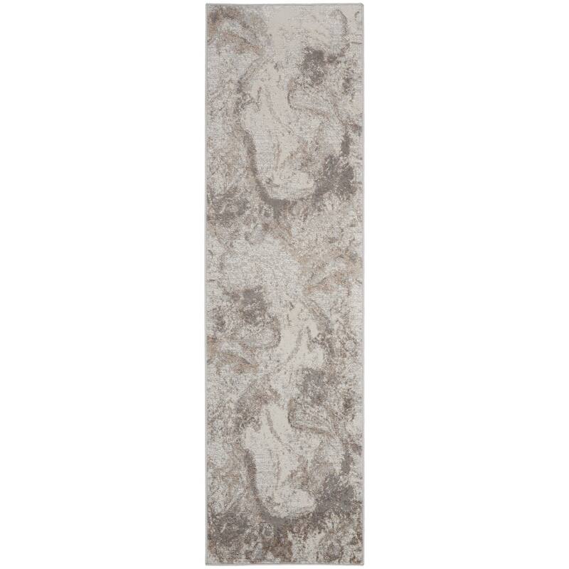 Fozow Abstract Modern Non Skid Stain Resistant Low Pile Area Rug By HomeRoots - 90' X '27' X '0.25