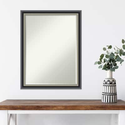 Theo Black Silver Half-Inch-Bevel Wood Framed Wall Mirror - Theo Black Silver - Glass Size 18x24