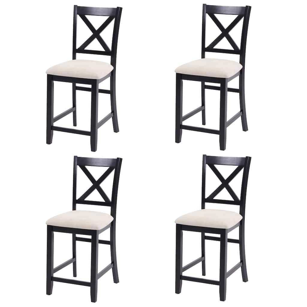 Wooden Counter Height Dining Chairs Set of 4, Kitchen Chair with Padded Seat, Upholstered Side Chair for Dining Room