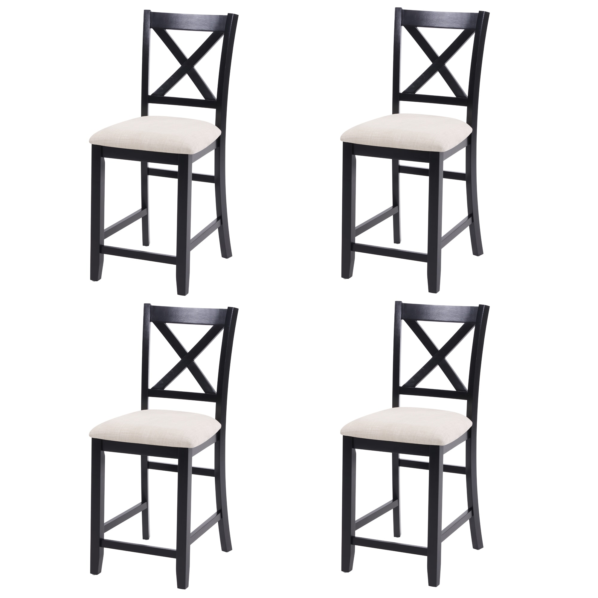 Wooden Counter Height Dining Chairs Set of 4, Padded Seat Upholstered for Dining/Living/Kitchen