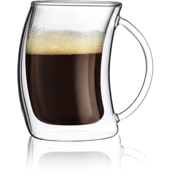 JoyJolt Caleo Double Wall Insulated Mugs, Set of 2 Espresso Cups Bed