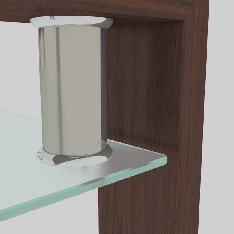 Rectangle Glass Coffee Table with Storage Shelf