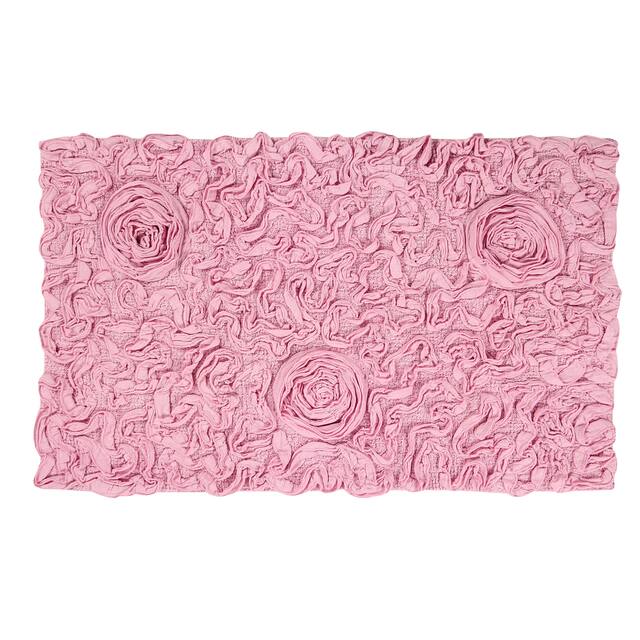 Home Weavers Bellflower Collection Absorbent Cotton Machine Washable Bath Rug 21"x34" - Pink