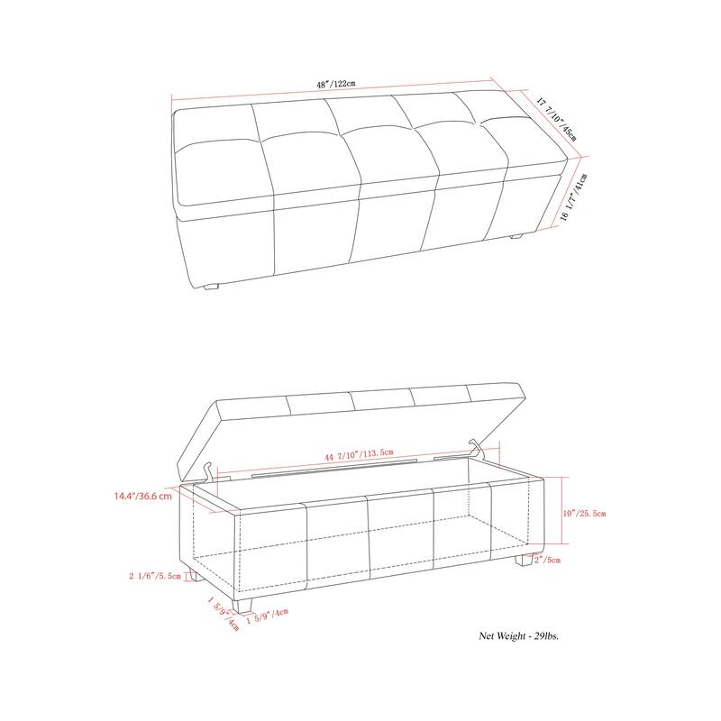 WYNDENHALL Cambridge 48 inch Wide Contemporary Rectangle Storage Ottoman