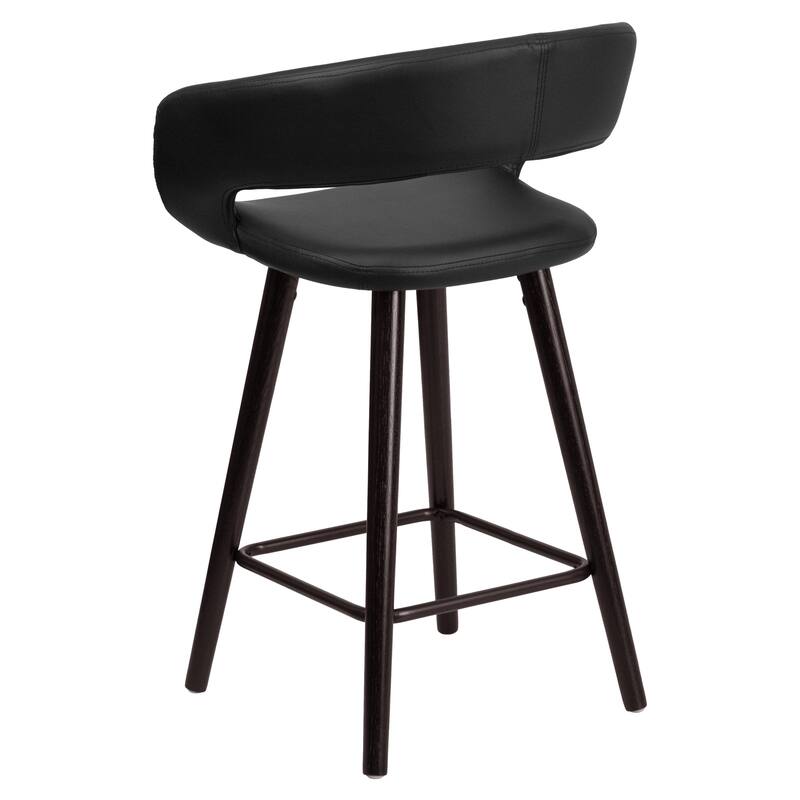 Contemporary Rounded Back Counter Height Stool with Wood Frame - 22"W x 19"D x 33.25"H