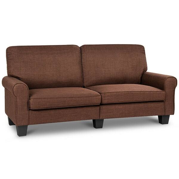 Gymax Sofa Couch Loveseat Fabric Upholstered Curved Armrest Home Overstock 23169758