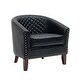 preview thumbnail 57 of 90, Axia Barrel PU Leather Accent Chair with Nailhead Trim