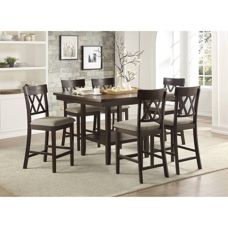 Contemporary Double XBack Counter Height Chairs with Wood Frame and
