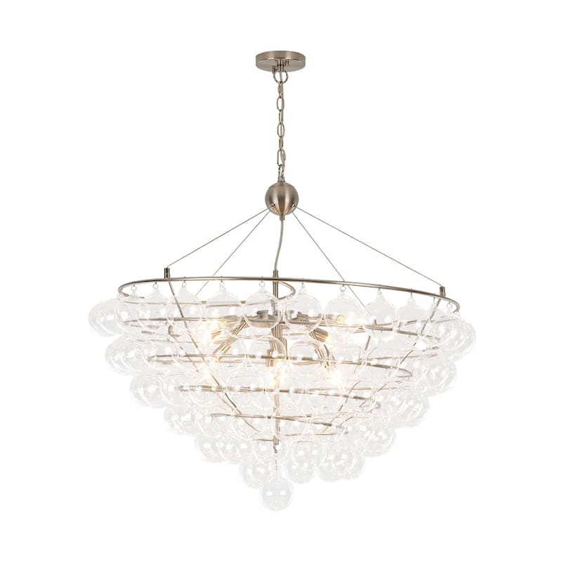 Luxury Sculptural Cluster Glass Globe Bubble Round Cage Chandelier