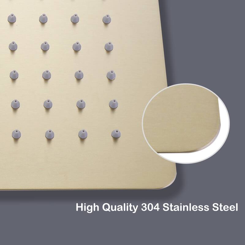 Super-thin 12'' Rotatable High Pressure Rain Shower Head with Self-Cleaning and Aerating Technology in Black / Gold