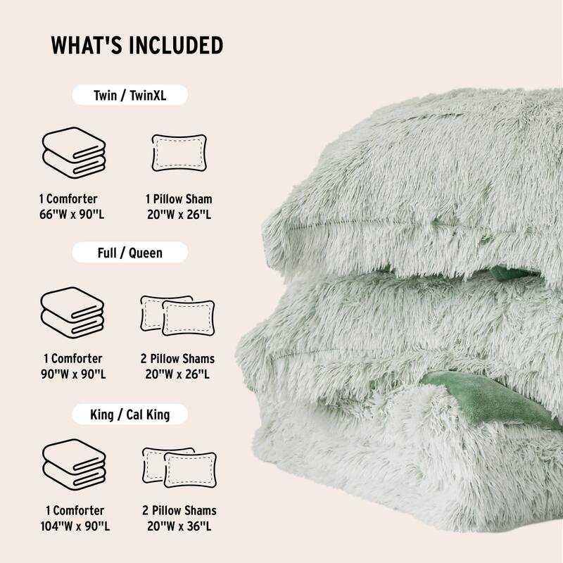 Intelligent Design Leena Shaggy Long Fur Comforter Mini Set