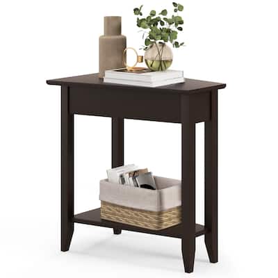 Gymax 2-Tier End Table Irregular Narrow Sofa Side Nightstand w/