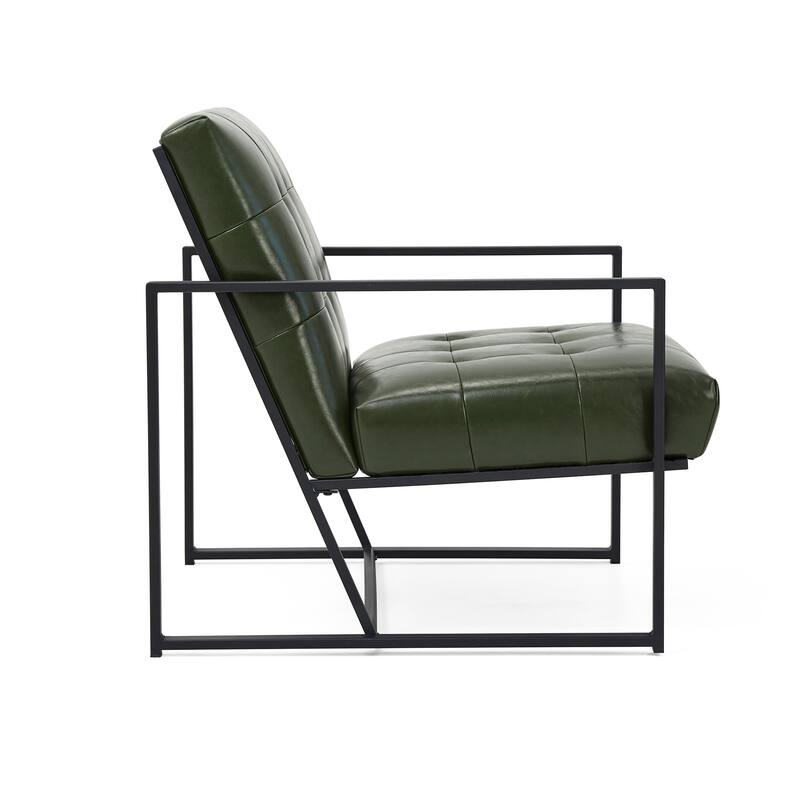 Glitzhome 29.50"W Mid-Century PU Leather Tufted Accent Chair - 29.5"W x 30.5"H x 29.25"D
