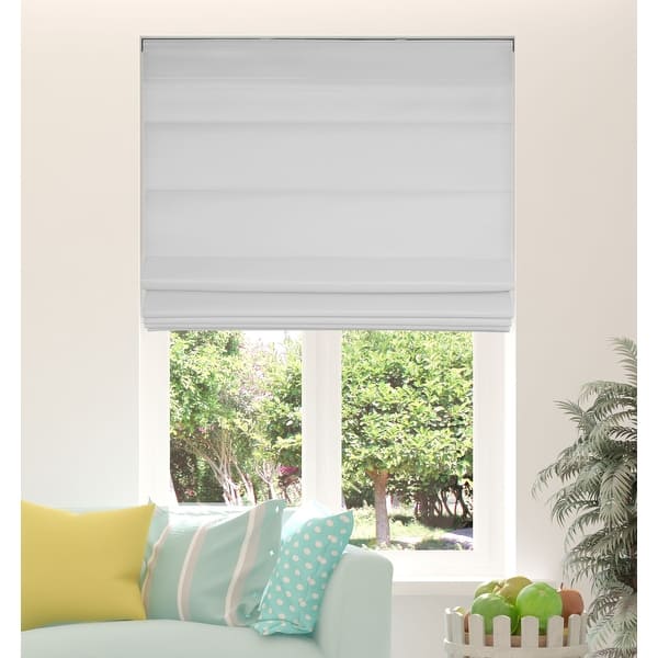 slide 2 of 5, Arlo Blinds Grey Light Filtering Cordless Fabric Roman Shades