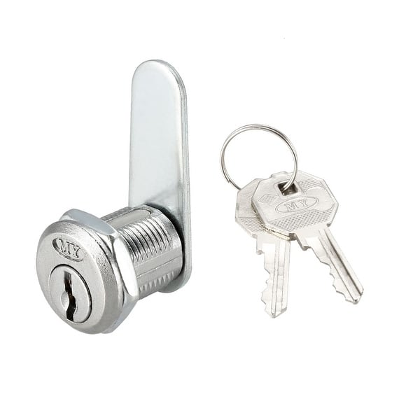Cam Lock 20mm Cylinder Length 48mm Flat Cam Cabinet Locks Keyed Different - Silver Tone