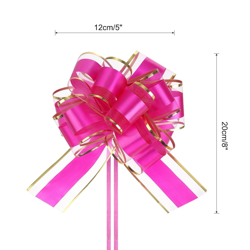 10pcs 6" Large Pull Bow Organza Gift Wrapping Bows Ribbon for Wedding - Rose Red - 6 Inch