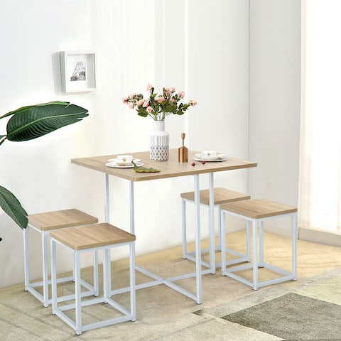 5 Piece Dining Table Set Small Kitchen Table Set with Square Stools