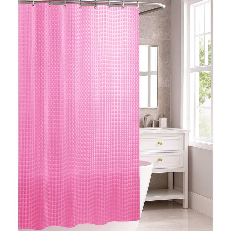 71" x 71" - Pink EVA Shower Curtain Liner With 12 Hooks