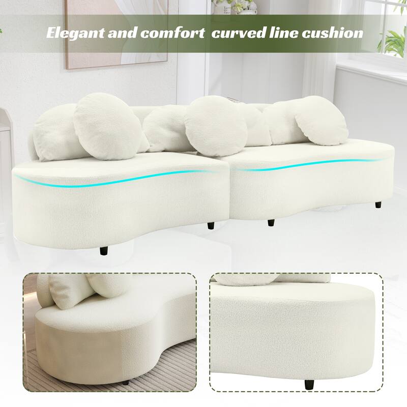 103.5" Lamb Velvet Armless Sofa with 6 Pillows and Floating Design
