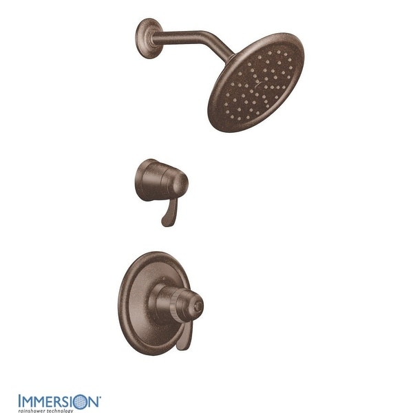 Moen TS3400 Double Handle ExactTemp Thermostatic Shower Trim with Rain Shower Head and Volume Control (Less Valves)