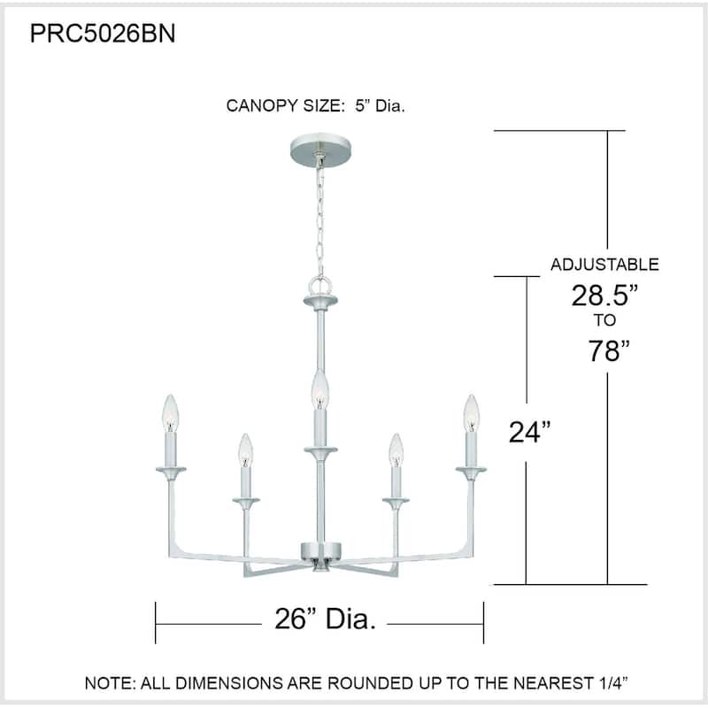 Prescott 5-Light Brushed Nickel Chandelier