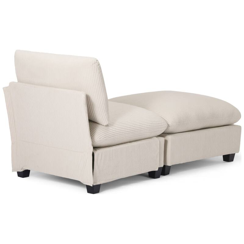 Hamilton Corduroy Upholstered Single Sofa Chair with Ottoman