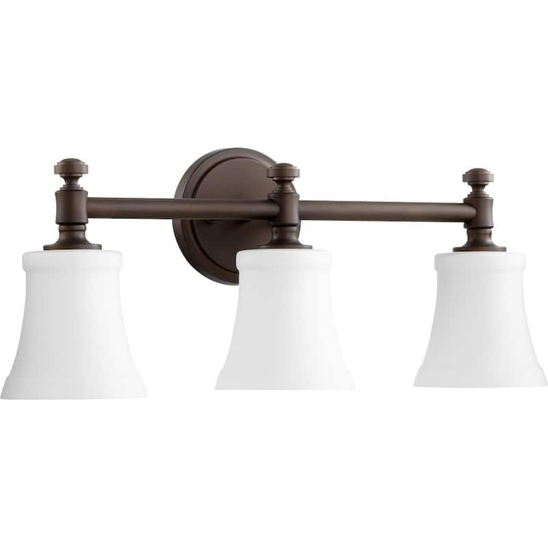 Quorum International Rossington 3 Light 21-1/2" Wide Bathroom Vanity - Oiled Bronze / Satin Opal
