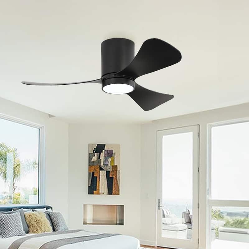 MLiAN 42 inch 3 ABS Blades Smart LED Ceiling Fan with Remote... - Black
