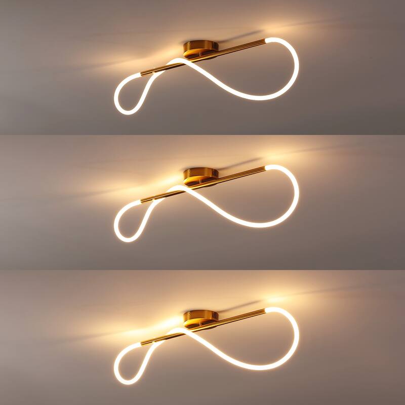 Lisette Contemporary Minimalist 360 Adjustable Silicone Neon Rope Dimmable Linear Integrated LED Flush Mount, by JONATHAN Y